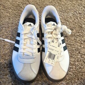 Adidas White and Black Court Sneakers